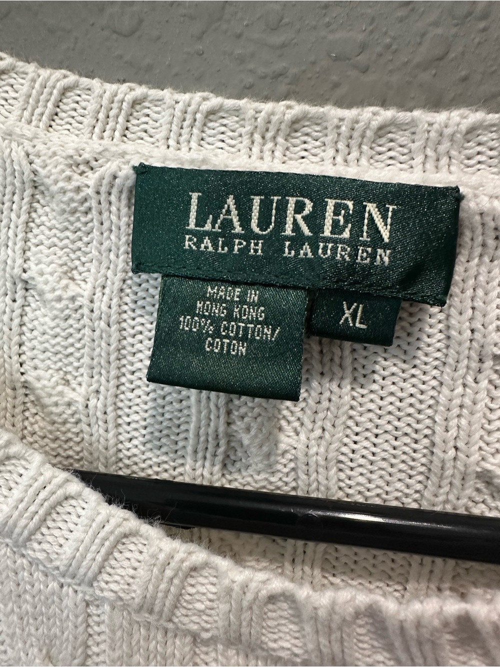 Lauren Ralph Lauren Cotton Cable Knit White Sweater Women’s Sz XL - Picture 2 of 11
